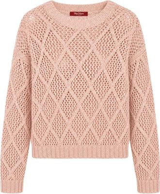 Max Mara Ellade Sweater - Dames - Ronde hals truien - Roze - S - Wol - Truien & Vesten