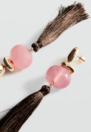 Mango Orecchini ciondoli nappe marrone - Donna - Taglia unica - MANGO