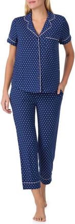 Kate Spade New York short sleeve crop pajamas in Navy Dot at Nordstrom, Size X-Small