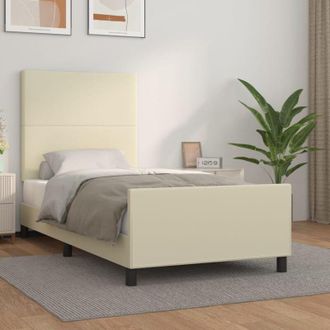 vidaXL Estructura De Cama Sin Colch&oacute;n Cuero Sint&eacute;tico Crema 90x190 Cm Vidaxl
