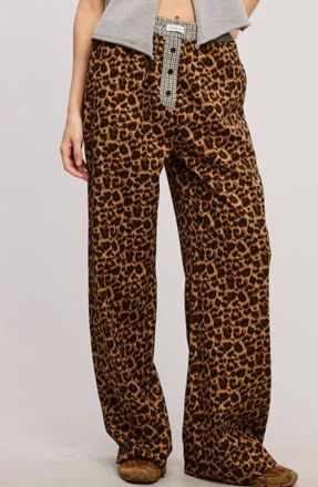 Mimosa Plaid Flannel Contrast Waistband Leopard Boxer Pant In Grey