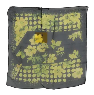 Gianfranco Ferre yellow Floral Wrap Shawl Foulard Womens Scarf