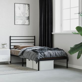 vidaXL Estructura Cama Sin Colch&oacute;n Con Cabecero Metal Negro 80x200 Cm Vidaxl