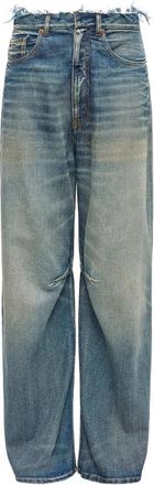 Maison Margiela Blauwe Versleten Spijkerbroek - Dames - Loose Fit Jeans - Blauw - W29 - Katoen - Jeans