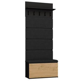 Topeshop Lior - Portant + Zapatero - Para La Entrada - 80x202x35 Cm - Negro Roble Artisan