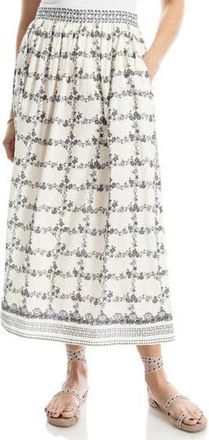 Max Studio A-Line Maxi Skirt in Off White/Black Floral at Nordstrom Rack, Size X-Small