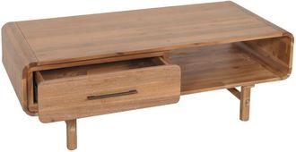 Hhg Hhg - Mesa De Centro 012, Mesa De Sal&oacute;n Mesa Auxiliar Mesa De Sof&aacute;, Caj&oacute;n, Acacia Madera Maciza Te&ntilde;ida 44x125x60cm 25kg