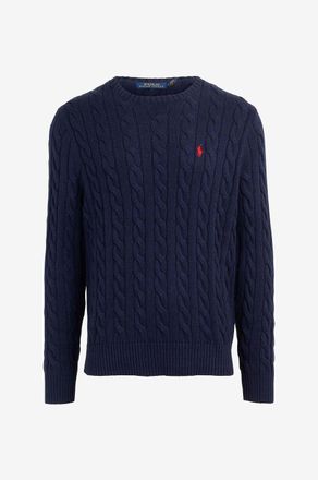 Polo Ralph Lauren Zopfstrickpullover aus Baumwolle mit Stickerei Pony