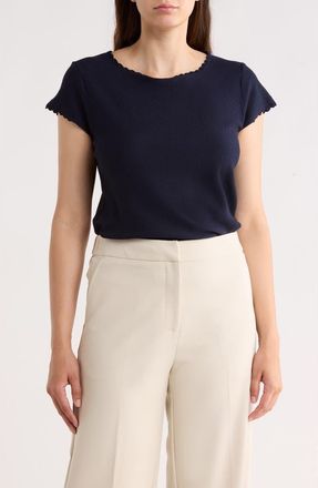 Adrianna Papell Boat Neck Cap Sleeve Seed Stitch Sweater in Navy at Nordstrom Rack, Size X-Small