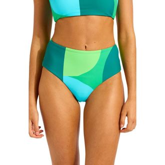 Seafolly High Waist Bikini Bottoms in Vivid Green at Nordstrom, Size 6 Us