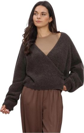 Second Female Gabby Wrap Knit - Dames - V-hals truien - Bruin - XL - Truien & Vesten
