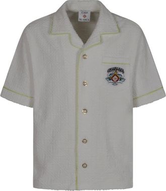 Casablanca Short Sleeve Shirts, male, White, Size: S Towelling Monogram Shirt
