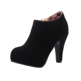 Agodor Womens Platform Block High Heel Ankle Boots Nubuck Leather with Zip Classic Shoes (UK5, Black)