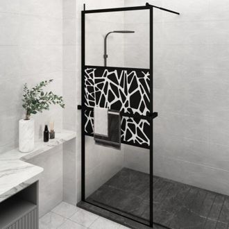 vidaXL Vidaxl - Mampara Ducha Con Estante Vidrio Esg Y Aluminio Negro 80x195 Cm