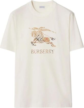 Burberry White Crewneck Logo Print T-Shirt