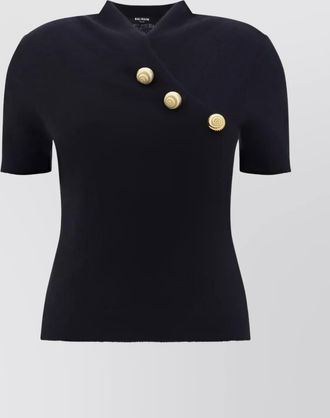 Balmain jewel button mohair wool top