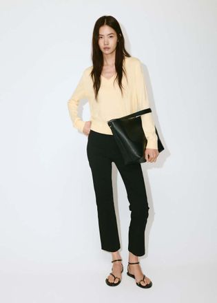 Mango Pullover maglia collo a V vaniglia - Donna - XXS - MANGO