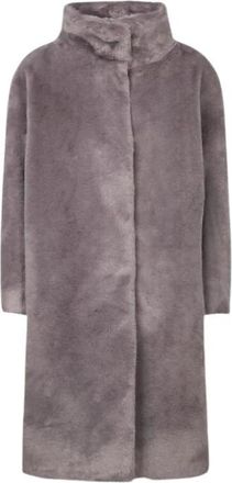 Herno Synthetische Bontjas - Dames - Mantel - Grijs - XS - Katoen - Jassen