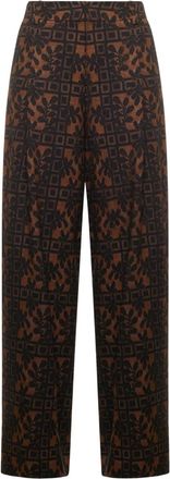 Pierre-Louis Mascia pleated-front floral-print trousers - Brown