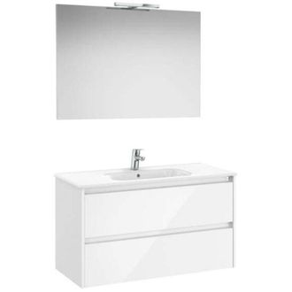 Roca Mueble Lavabo 1000mm Tenet 2 Cajones + Espejo Y Aplique Led Blanco Brillo.-roca: Dise&ntilde;o, Innovaci&oacute;n Y Calidad
