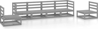 vidaXL 6 Piece Garden Lounge Set Grey Solid Pinewood Vidaxl