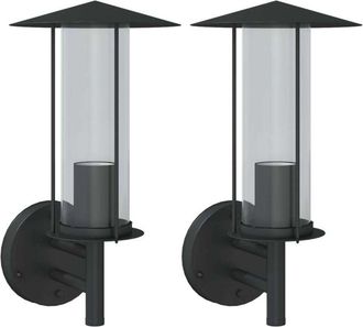 vidaXL Outdoor Wall Lights 2pcs Black Stainless Steel Vidaxl