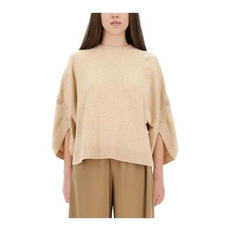 Max Mara Geribbelde trui met hoge hals - Dames - Ronde hals truien - Beige - S - Truien & Vesten