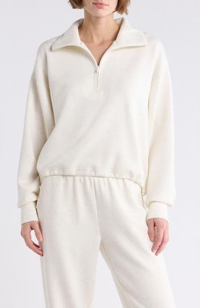 Zella Whisper Knit Half Zip Sweatshirt in Beige Ivory Heather at Nordstrom Rack, Size X-Large