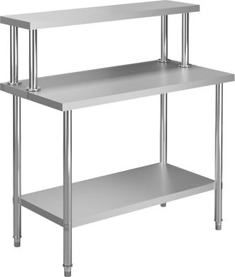 vidaXL Mesa De Trabajo De Cocina Con Estante Acero Inox 120x60x120cm Vidaxl