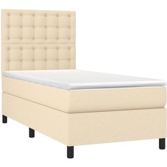 vidaXL Vidaxl - Cama Box Spring Con Colch&oacute;n Tela Color Crema 90x200 Cm