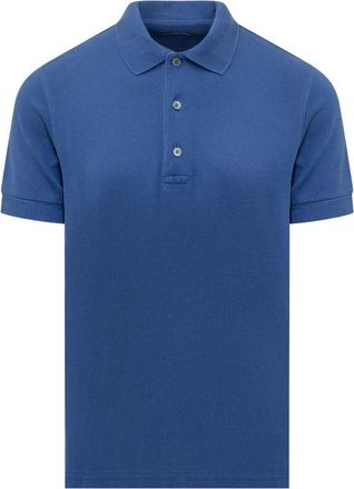 Tom Ford Lyocell-Cotton Piqu&eacute; Polo Shirt - Heren - Polos - Blauw - M - Katoen - Tops