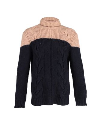 Dries Van Noten tweekleurige coltrui in marineblauw acryl