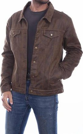 Scully Mens Faux Jean Jacket In Brown