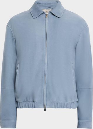 Brunello Cucinelli Mens Nubuck Leather Shirt Jacket