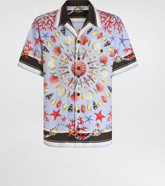 Dolce & Gabbana Shell-print Hawaii Linen Canvas Shirt - Man Shirts Multicolor 40