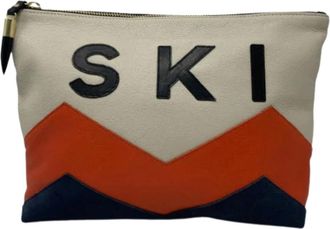 Kempton & Co. Ski Bum Clutch In Pierced Leather In Navy White Red Orange