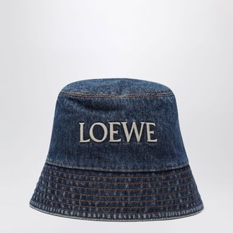 Loewe Blue Denim Bucket Hat With Logo Embroidery