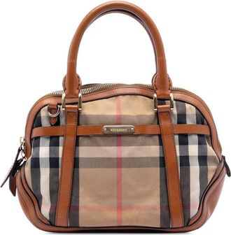 Burberry Pre-owned Burberry Small Leather Trimmed House Check Canvas Bridle Orchard Satchel C2J9TC2BE1234MJS