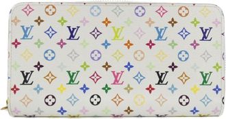 Louis Vuitton Multi-Color White Coated Canvas Long Wallet (Bi-Fold) (Pre-Owned)
