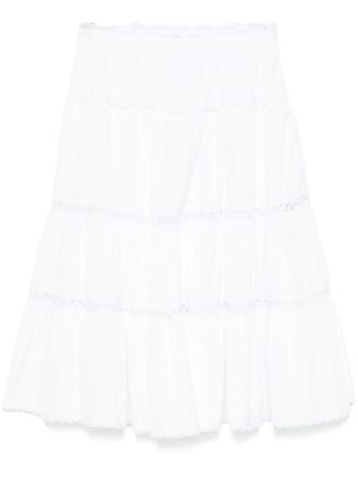 Ermanno Scervino Gonna midi con dettagli in pizzo - Bianco
