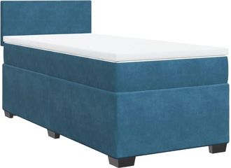 vidaXL Box Spring Bed with Mattress Dark Blue 100x200 cm Velvet Vidaxl