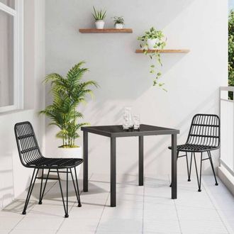 vidaXL Conjunto De Comedor De Jard&iacute;n 3 Pcs Negro Polirat&aacute;n Vidaxl