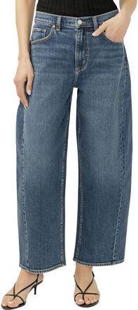 Silver Jeans Co Horseshoe High Waist Ankle Barrel Jeans in Sparkler at Nordstrom, Size 29