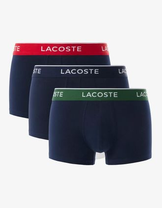 Lacoste Mens Lacoste 3-Pack Mens Trunks - Navy Blue/Green-Red-Navy HY0 - Black - Size: 37/36/32