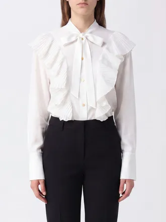Alberta Ferretti Camicia in cotone con collo a fusciacca e rouches
