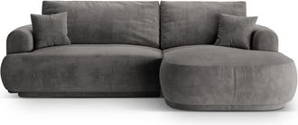 CXL by Christian Lacroix Sofá cama esquinero con baúl de almacenaje 5 plazas terciopelo gris