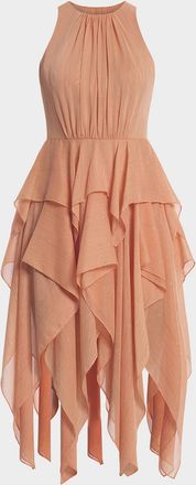 Bcbgmaxazria Ruffle Metallic Shimmer Midi Dress