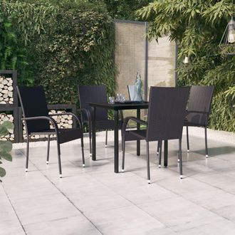 Berkfield Home 5 Piece Outdoor Dining Set Black