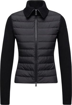 Moncler Gevoerde Wol Cardigan met Rits - Dames - Vesten - Zwart - S - Wol - Truien & Vesten