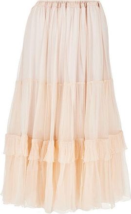 Chlo&eacute; Silk muslin flounced long skirt Woman 36